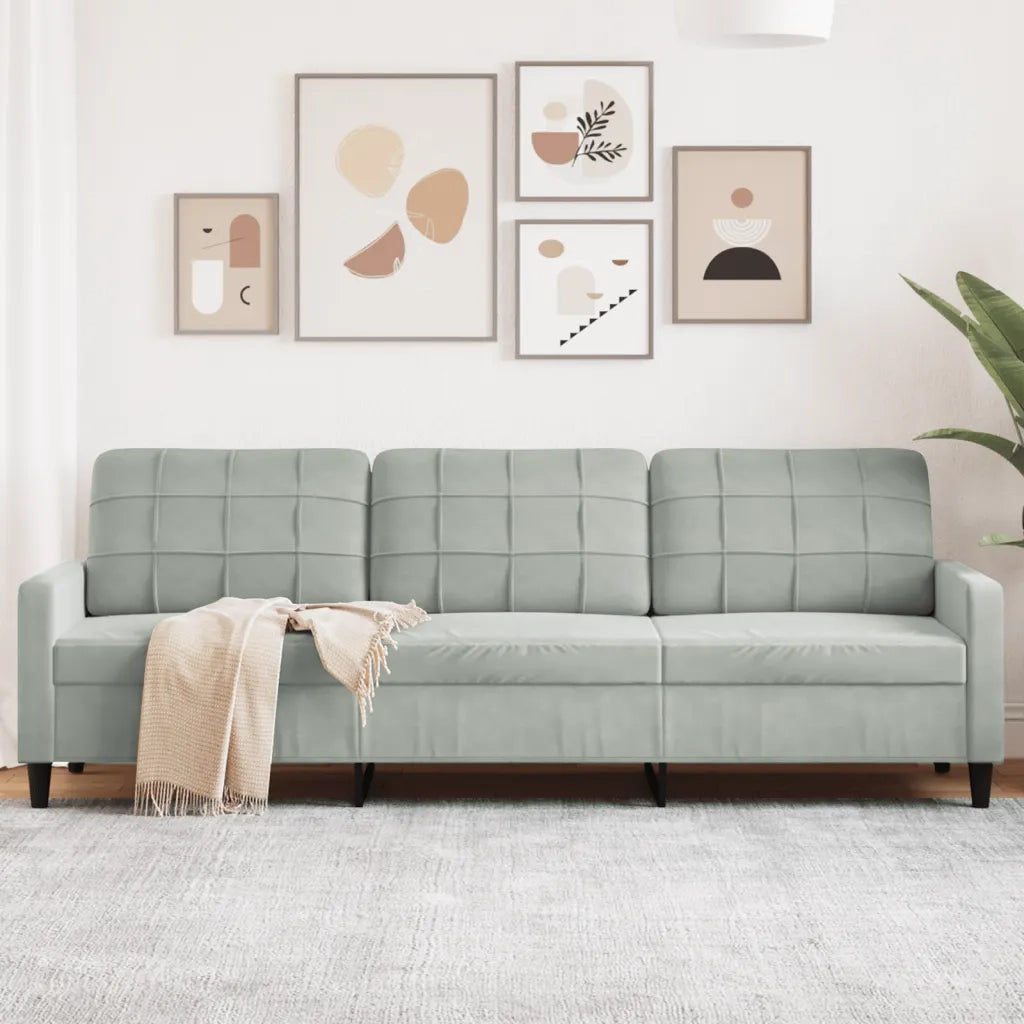 Divano a 3 Posti Grigio Chiaro 210 cm in Velluto 4007644