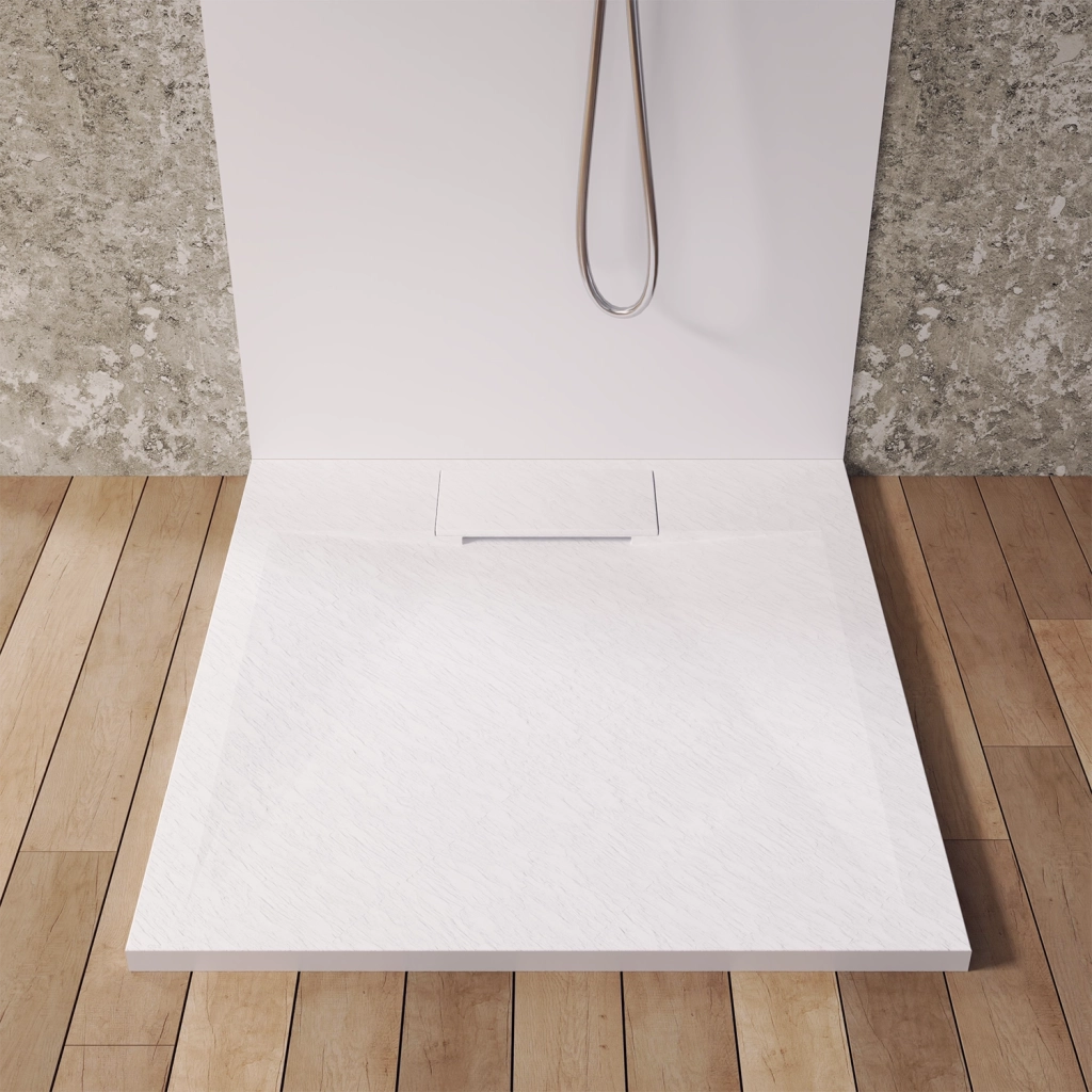 Piatto doccia 80x80 effetto pietra colore bianco | Cosmos