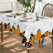 Tovaglie da tavola Halloween 100 x 140 cm, con tema Jack-O-Lantern, ragnatele e atmosfera spettrale per decorazione di feste, picnic e cena.