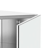 Armadietto Angolare Bagno in Acciaio Anta a Specchio Chiusura Magnetica 3 Ripiani Salvaspazio 60x30x18.4cm