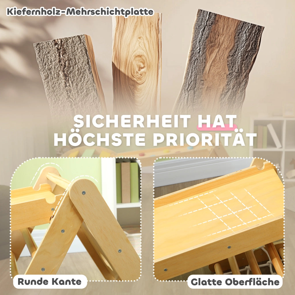 Set Arrampicata Indoor 7in1 con Scivolo ¨C Xylo ¨C Triangolo Arcobaleno Legno Multicolore