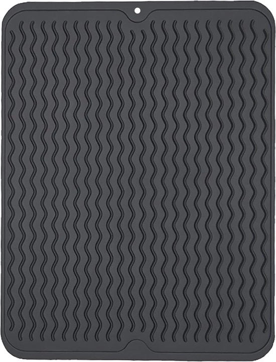 2 pezzi di afdruipmatte in silicone, afdruipmatte antiscivolo ecocompatibile per cucina, facile da pulire, afdruipmatte per piano di lavoro (due dimensioni: 30*40cm e 40*50cm) - nero-40*50cm