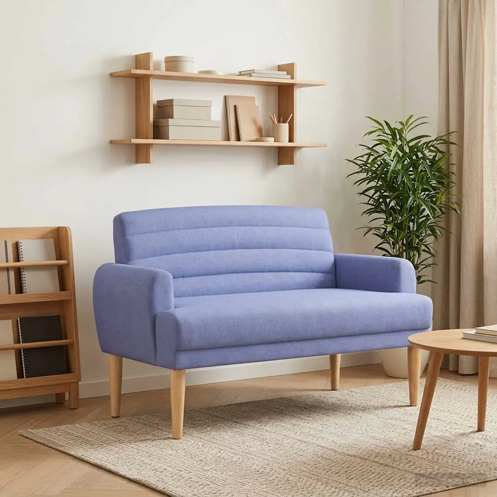 Loveseat con bottoni imbottiti Blu jeans 116 x 67 x 80 cm 42041787