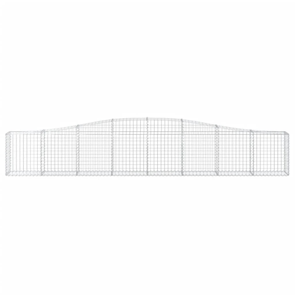Cestini gabbioni recinzione a gabbia muro di contenimento ad arco 5 pezzi 400 x 30 x 60/80 cm ferro zincato argento 02_0040933