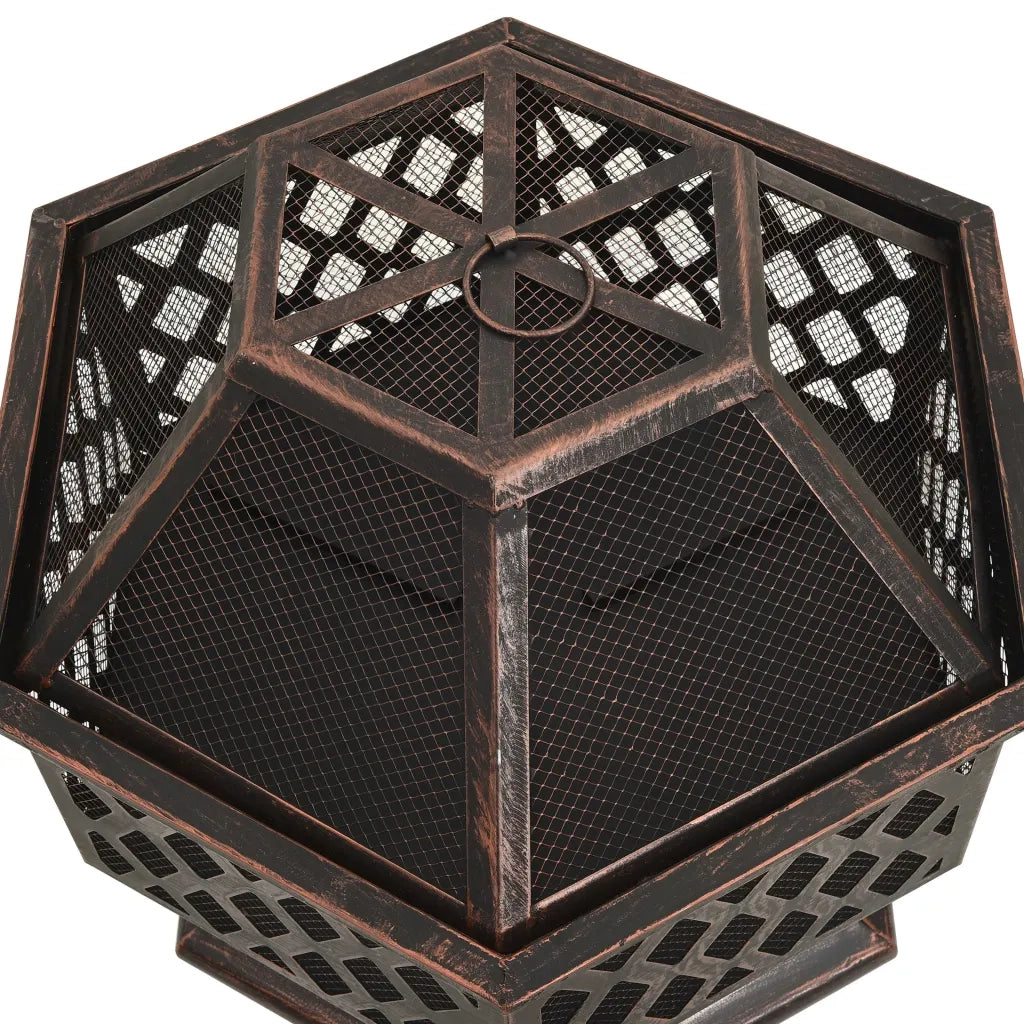 Braciere Rustico con Attizzatoio 62x54x56 cm XXL in Acciaio 311887