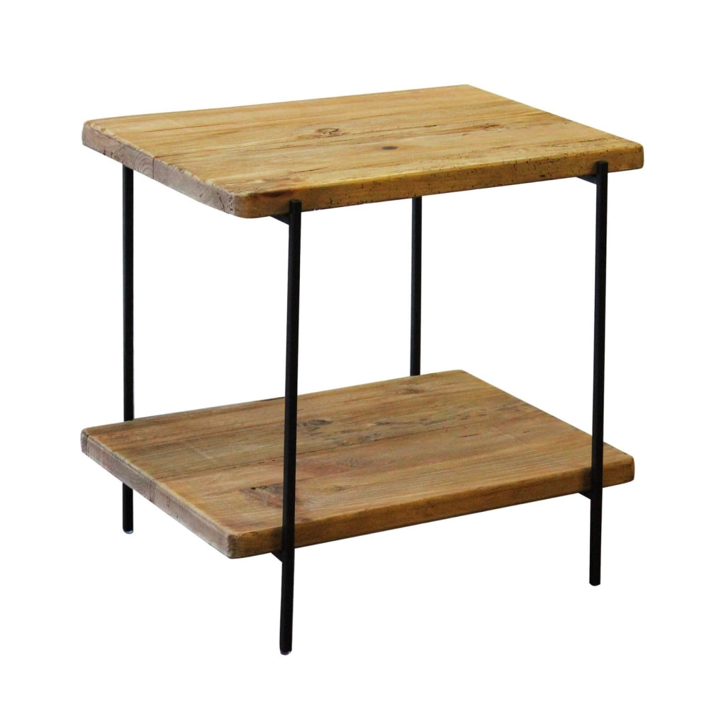 Tavolino in pino riciclato con doppio ripiano cm 50x40 - PINE