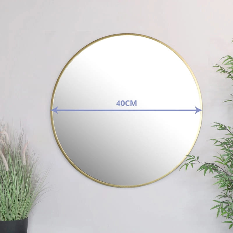 Specchio Valora 40CM con cornice dorata Specchio rotondo in metallo stile moderno