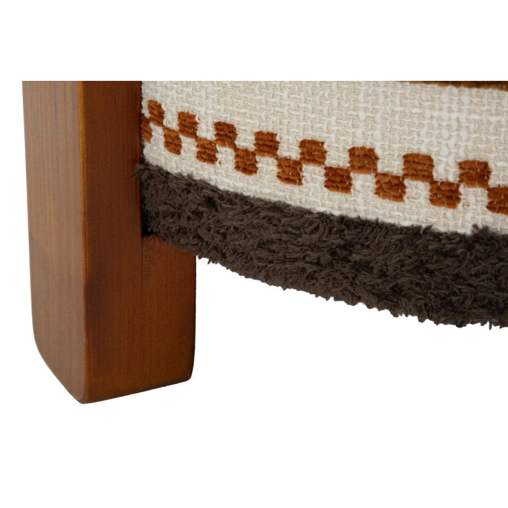 Pouf etnico con fantasia nei toni del marrone e beige