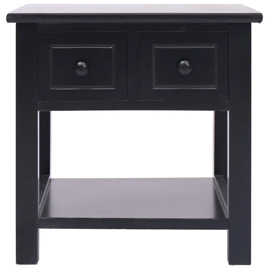 Tavolino Laterale-Tavolino da soggiorno-Tavolo Nero 40x40x40 cm in Legno di Paulownia