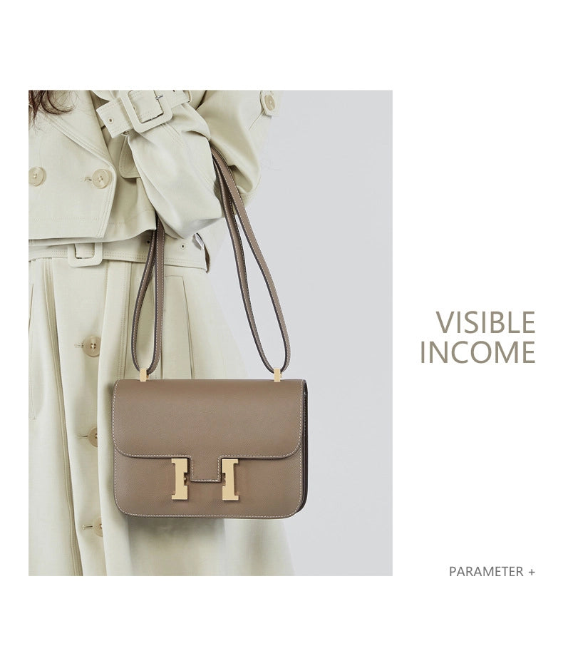 Borsa a tracolla da donna in vera pelle, borsa di lusso color bronzo