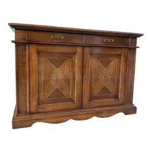 Credenza madia Alberta in legno 2 ante 2 cassetti noce Bassano con intarsio
