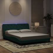 Giroletto con LED senza Materasso Verde Scuro 160x200 cm in Velluto 3213864