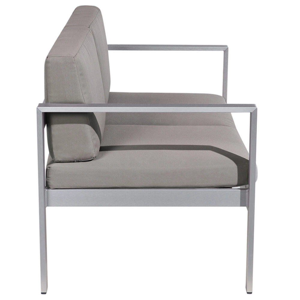 Set da giardino in 4 pezzi divano in legno di plastica grigio scuro con 2 sedie e tavolino da caffè