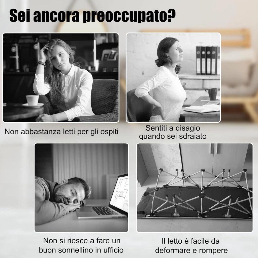 Brandina Pieghevole con Materasso, in Memory Foam, Struttura Resistente e 4 Ruote Girevoli, Lettino Pieghevole per Casa Ufficio, 190x80x39 cm