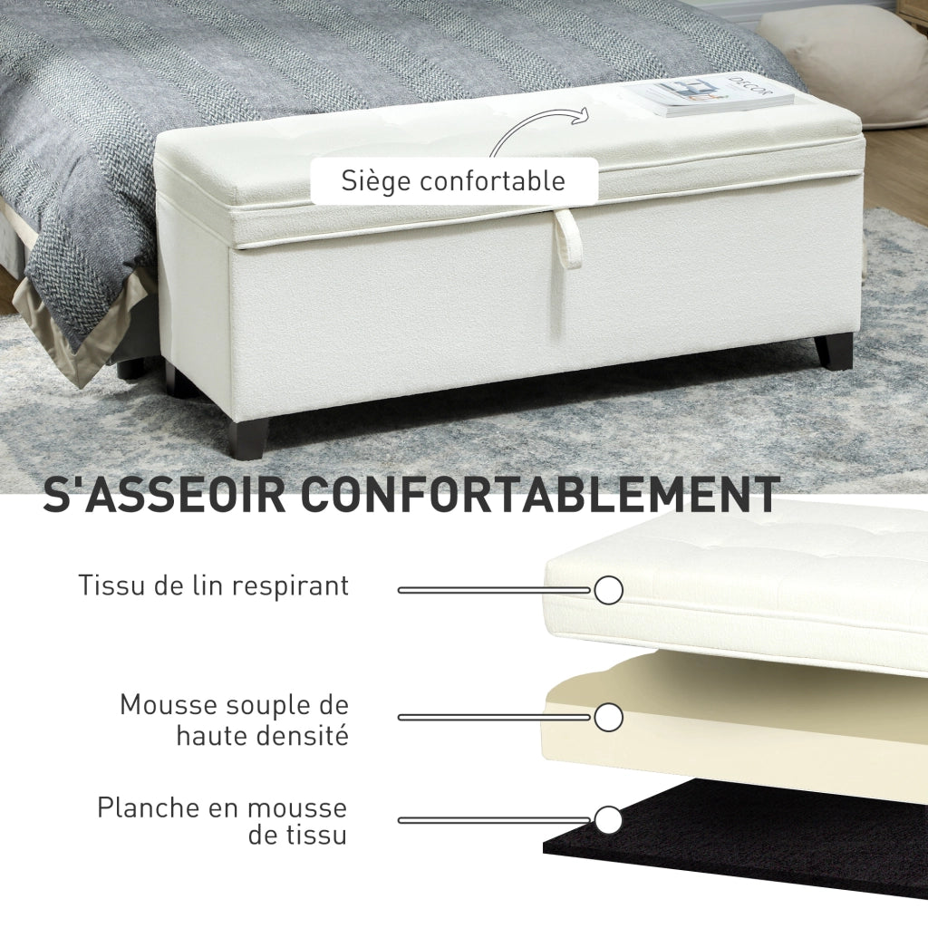 Pouf con contenitore ¨C zephmum ¨C cr¨¨me 120x40x48 cm