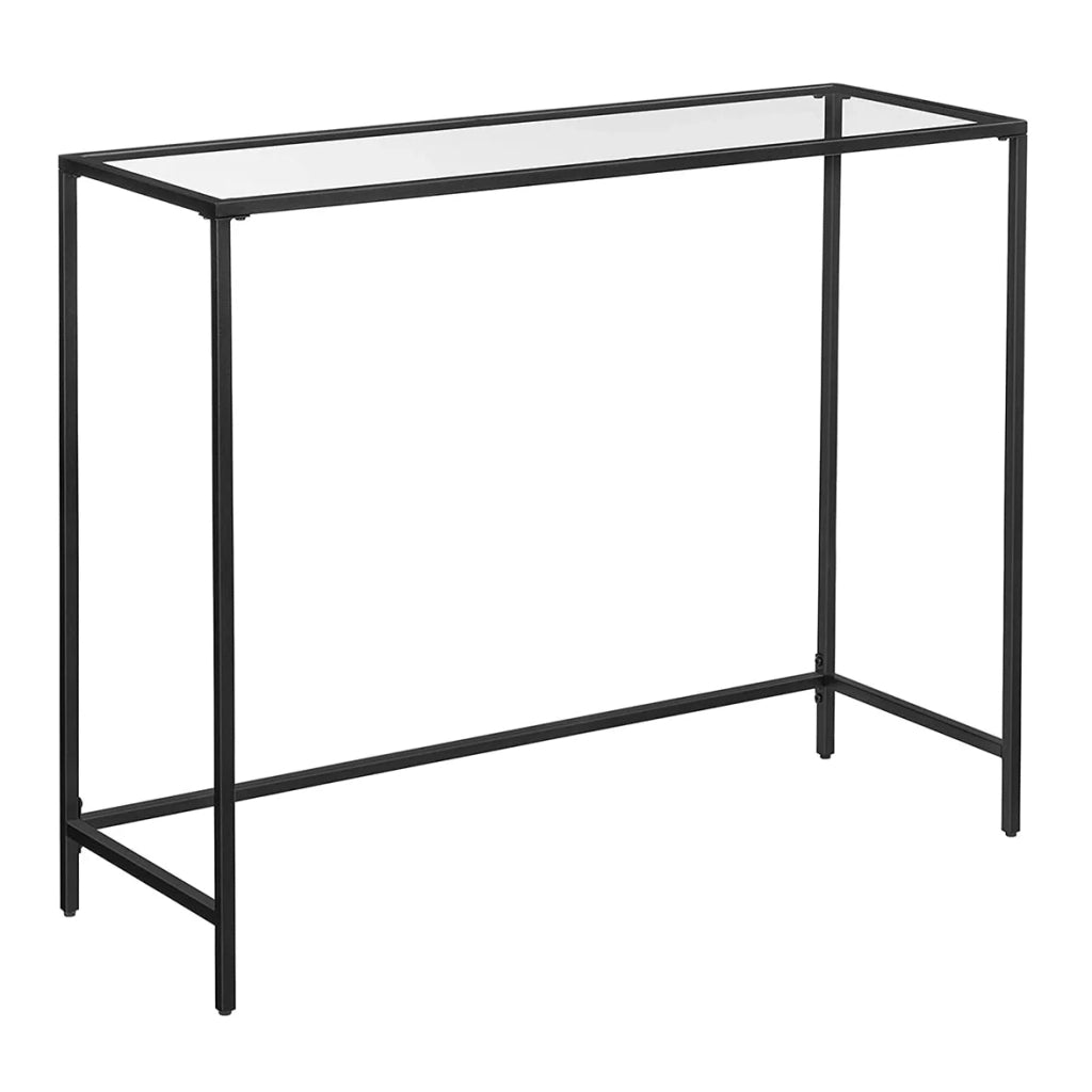 Tavolo consolle tavolo da ingresso tavolino laterale 100 x 35 x 80 cm piano in vetro temperato robusta struttura in metallo piedini regolabili per soggiorno ingresso corridoio nero 12_0007521
