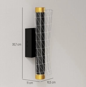 Set di 2 applique a LED moderne nere con design a griglia