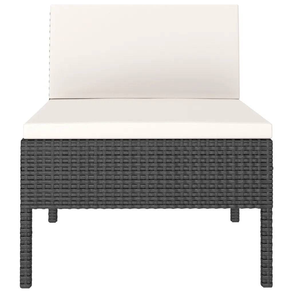 Sedie da Giardino 3 pz con Cuscini in Polyrattan Nere cod mxl 23071