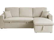Divano letto angolare in velluto a coste "Alain" - 3 posti - Beige