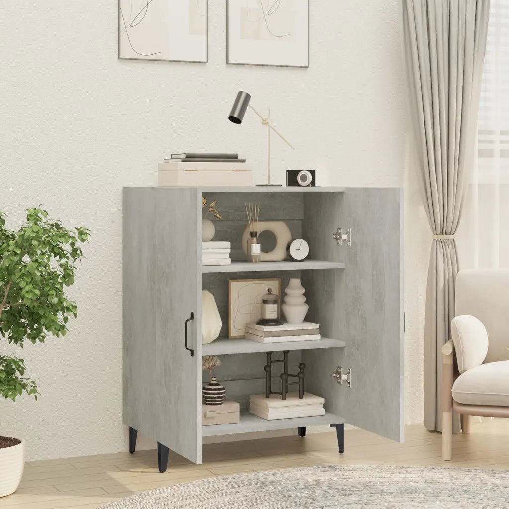 Credenza-Buffet-Armadio da cucina Grigio Cemento 70x34x90 cm in Legno Multistrato