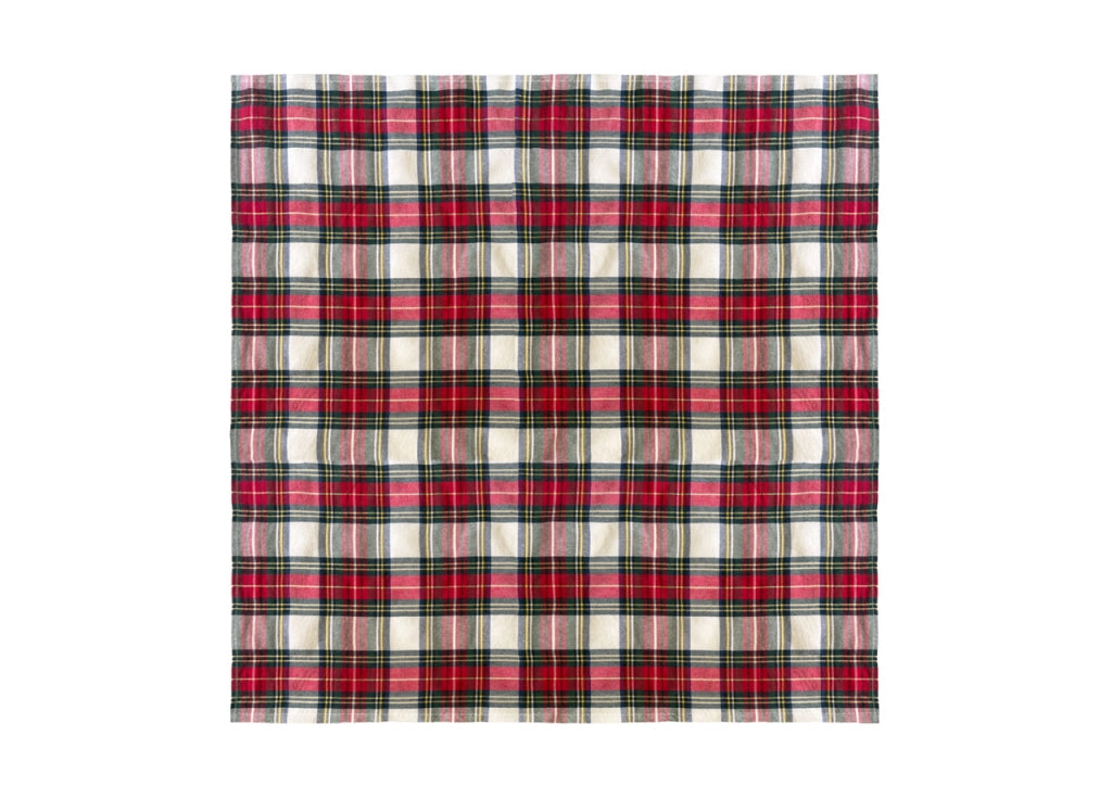 Tovaglia Cucina Soggiorno Misto Cotone Fantasia Tinto In Filo Con Lurex Mod. Natalina Scozzese - 140x450cm - Panna