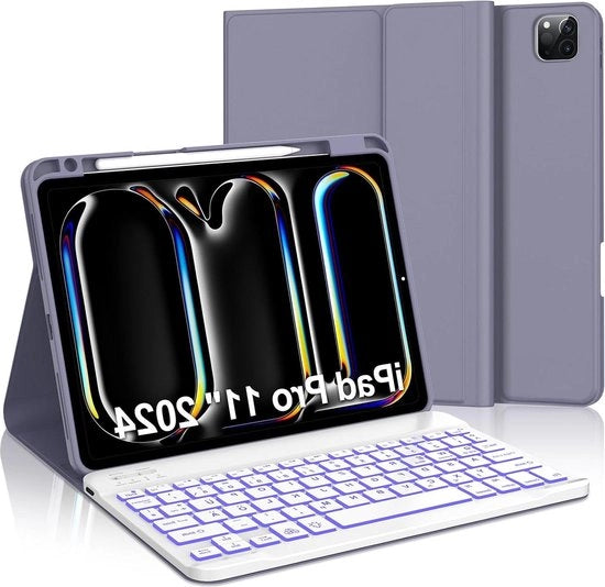 Tastiera per iPad Pro 11" 2024 (M4) - copertura con tastiera - rimovibile magnetico - illuminazione a 7 colori - Bluetooth - layout QWERTZ - iPad Pro 5a generazione - copertura con tastiera - iPad Pro 11 pollici - 2024.