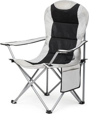 Le sedute da campeggio con schienale alto - sedie pieghevoli imbottite con contenitore per bibite e tasche laterali per giardino, pesca, picnic - fino a 120 kg - grigio chiaro