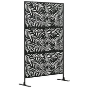 Paravento Separè da Esterno 122x45x198 cm con Motivi a Salice e 2 Piedini in Acciaio Nero