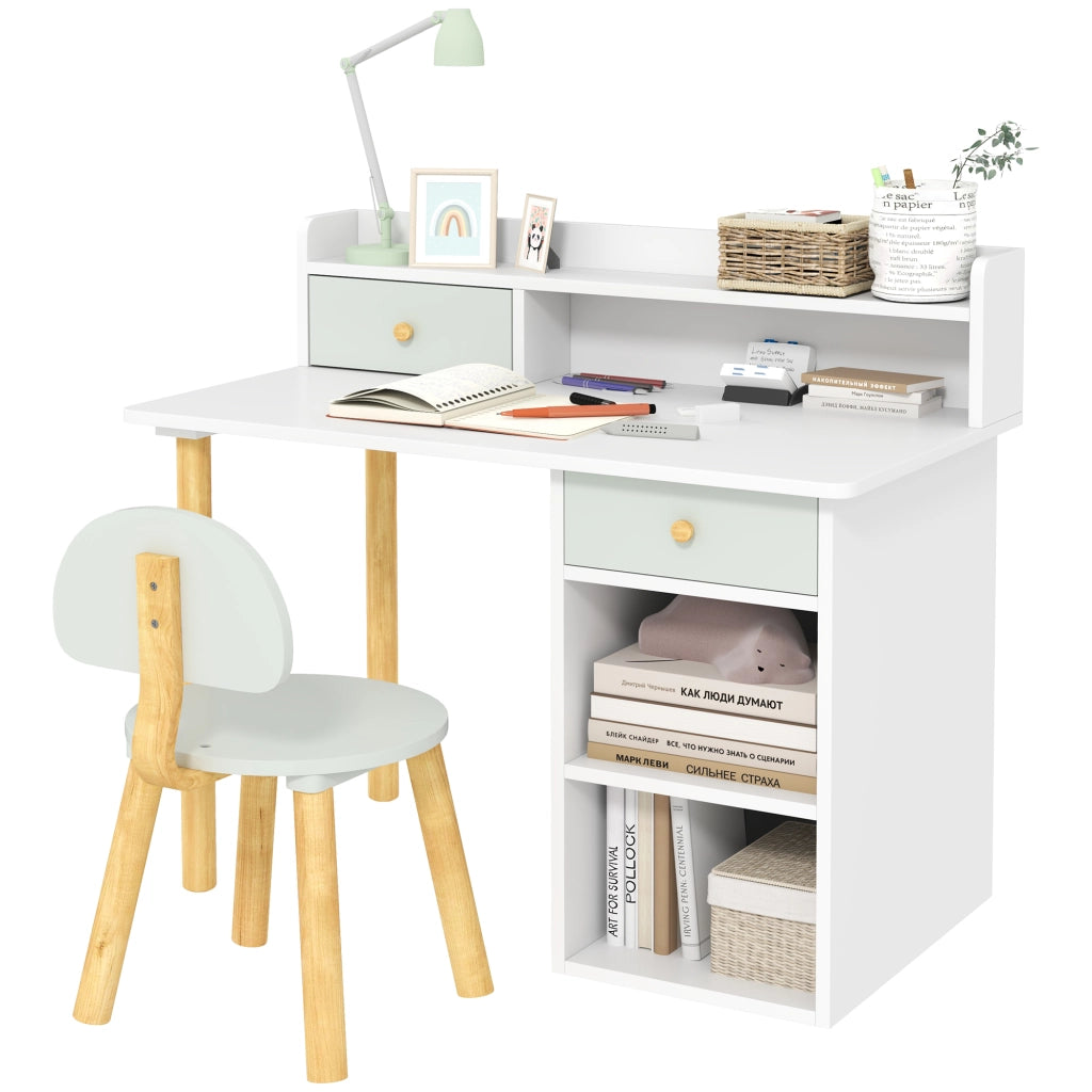 Scrivania per bambini con sedia ¨C zephmum ¨C verde chiaro e bianco 90x50x75