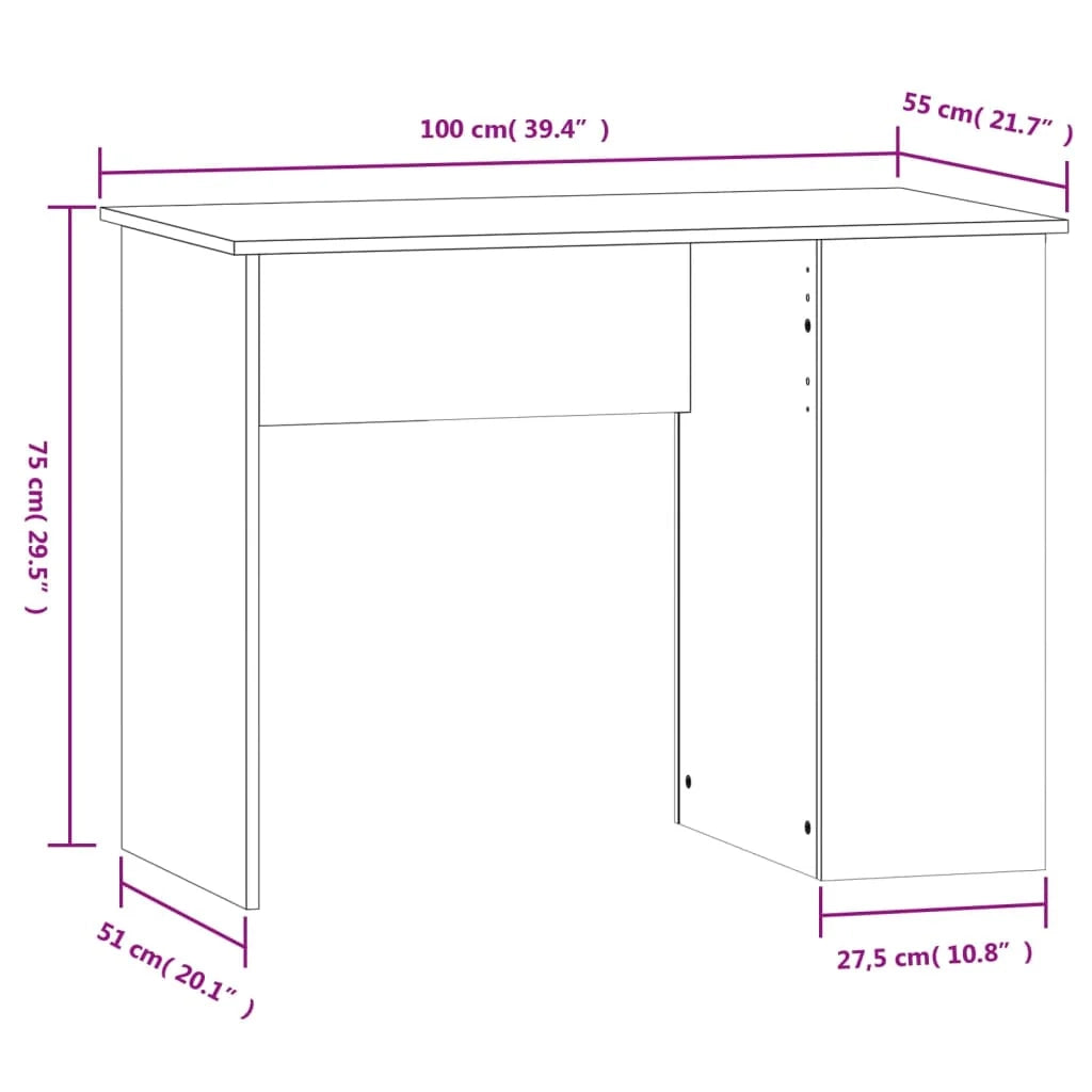 Scrivania tavolo postazione di lavoro mobile per computer studio 100 x 55 x 75 cm legno ingegnerizzato grigio 02_0023829