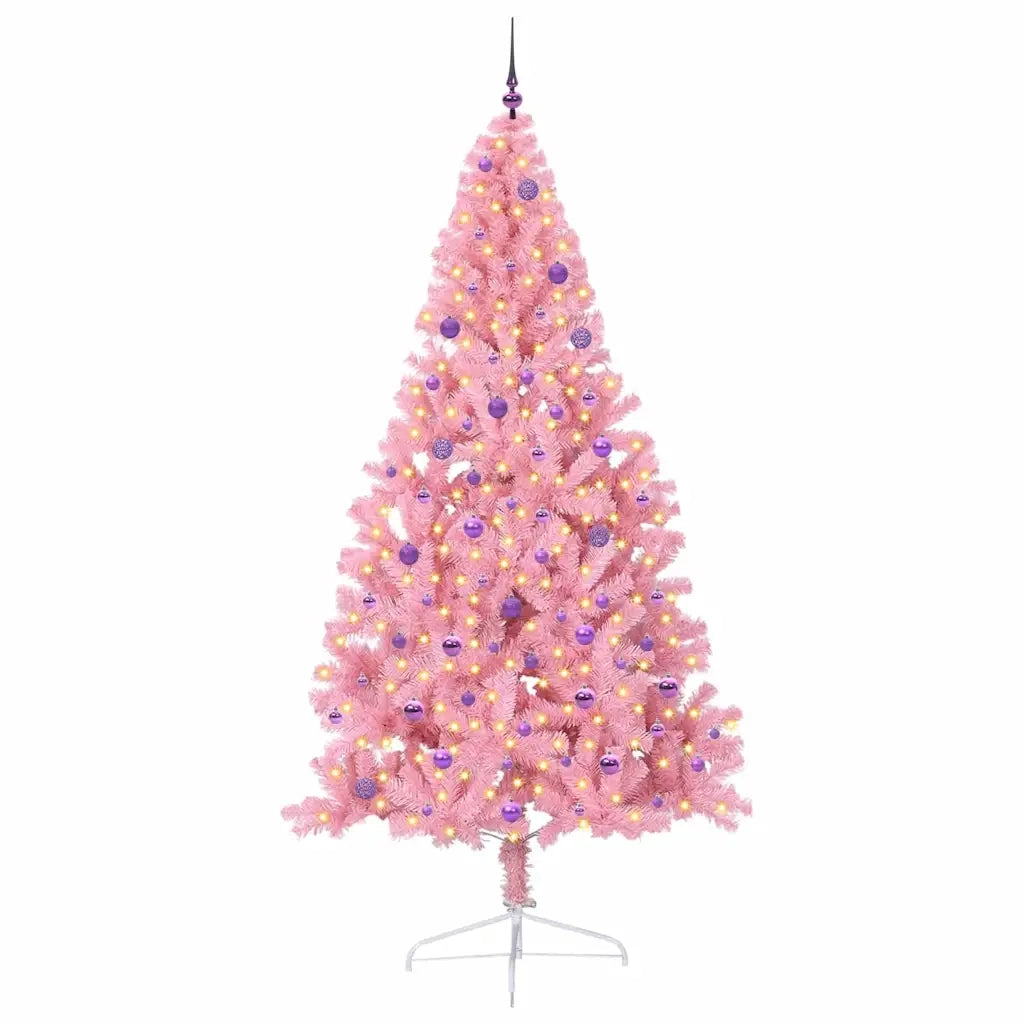 Albero di Natale | Decorazioni natalizie artificiale con luci integrate Rosa 240 cm PVC