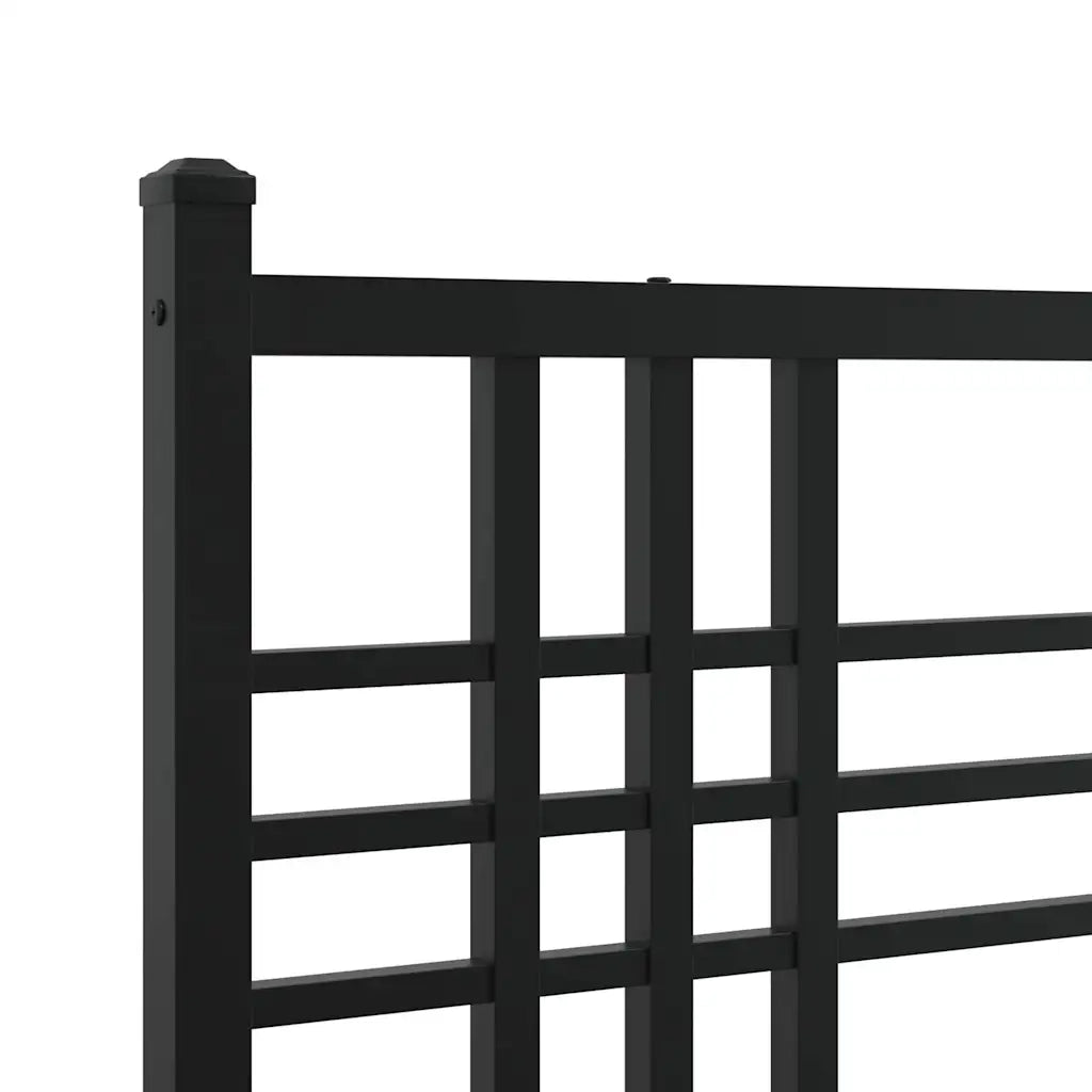 Letto matrimoniale | Letto per adulti | Giroletto con Testiera in Metallo Nero 120x200 cm