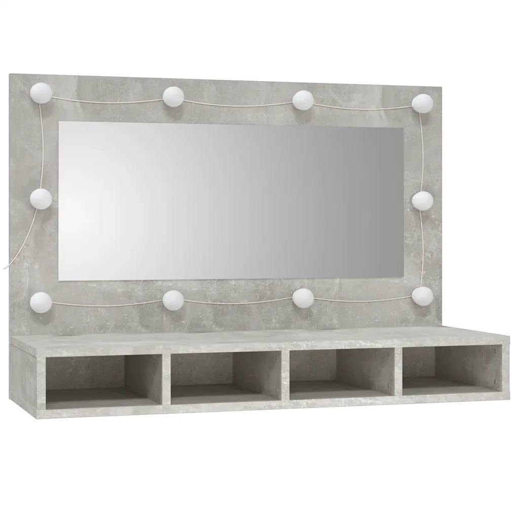 Mobile a Specchio con LED-Armadietto a Specchio Grigio Cemento 90x31,5x62 cm