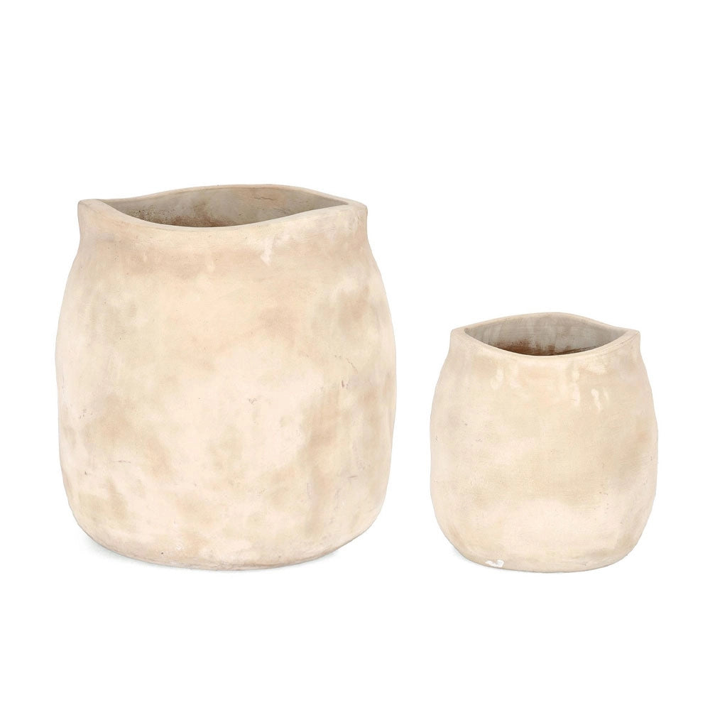 Porta Vaso in Terracotta Forma Sacco da Esterno Minh Bizzotto Dimensioni: Ø33a - 32 h cm, Tonalità: Chiara