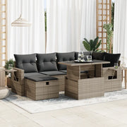 Set Divani da Giardino 7 pz con Cuscini Grigio in Polyrattan 3327860