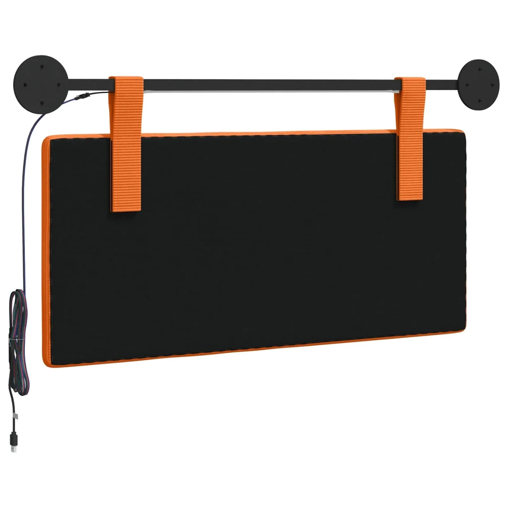 Testiera sospesa Con luce LED Arancione Tessuto in Cords