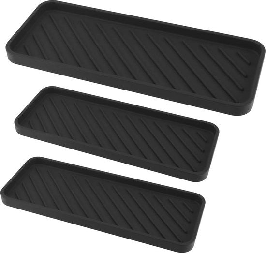 Set di 3 contenitori in silicone per vasca da bagno - Organizzatori per cucina e bagno - Nero