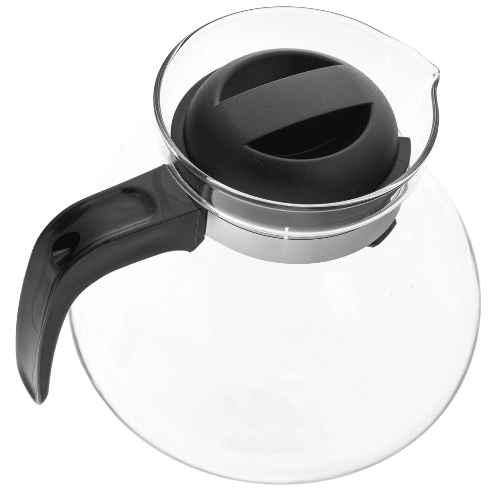 KADAX Brocca in vetro per tè e caffè da 1,7 l, resistente al calore, con coperchio, colore nero.