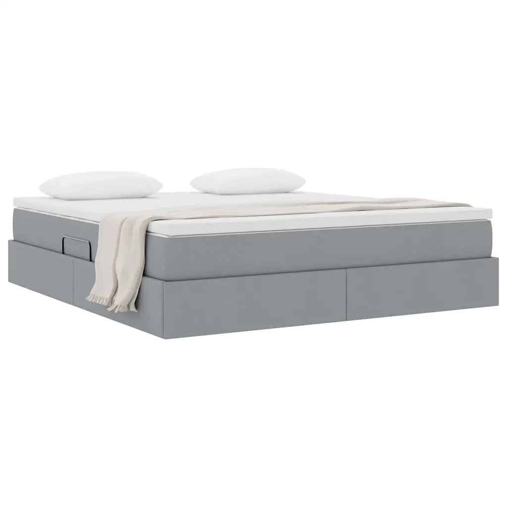 Letto con contenitore e materasso Grigio chiaro 160 x 200 cm