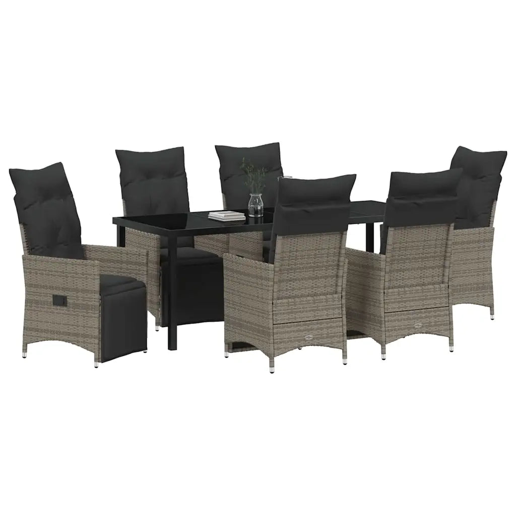 Set da Pranzo per Giardino con cuscino 7 pcs Grigio polyrattan 3379581