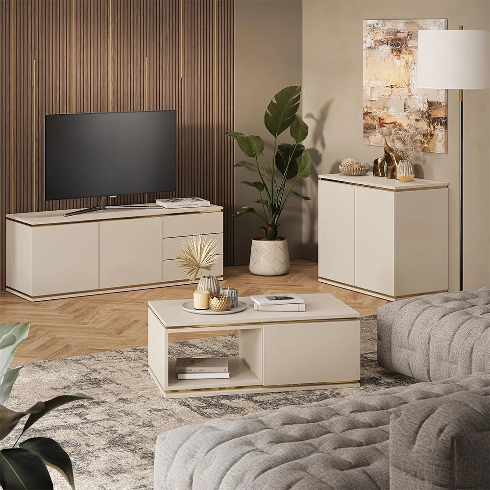 Credenza Linette, Cachemire, 80 x 70 cm con 4 scomparti
