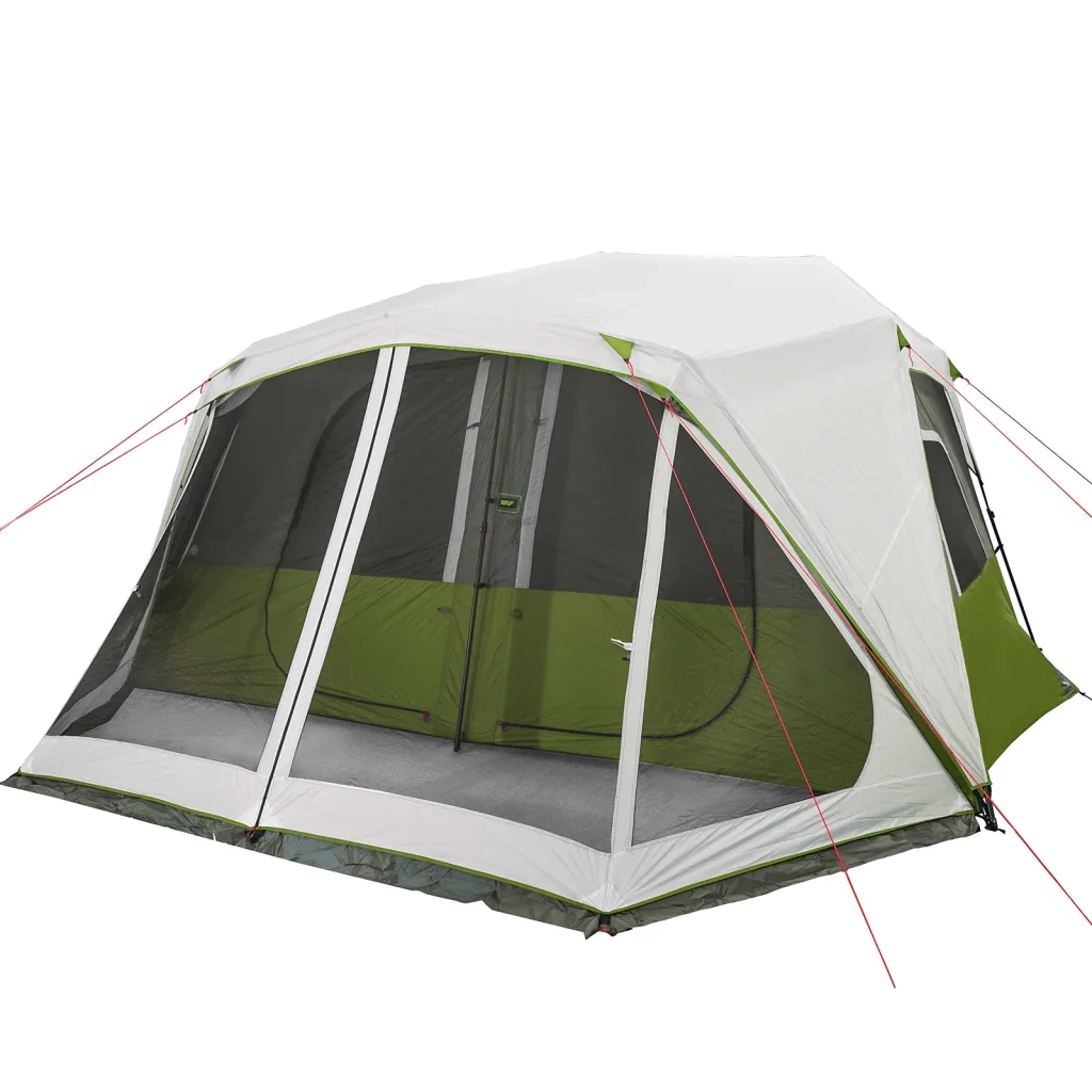Tenda Famiglia con LED 10 Persone-Tenda da campeggio Verde Chiaro Rilascio Rapido