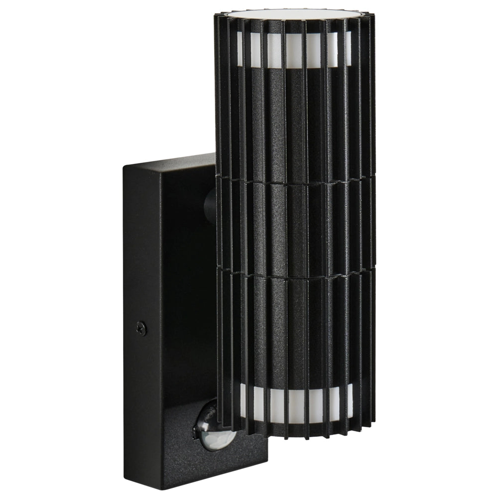 Set di 2 applique da esterno moderne per giardino con sensore di movimento, in alluminio nero design moderno