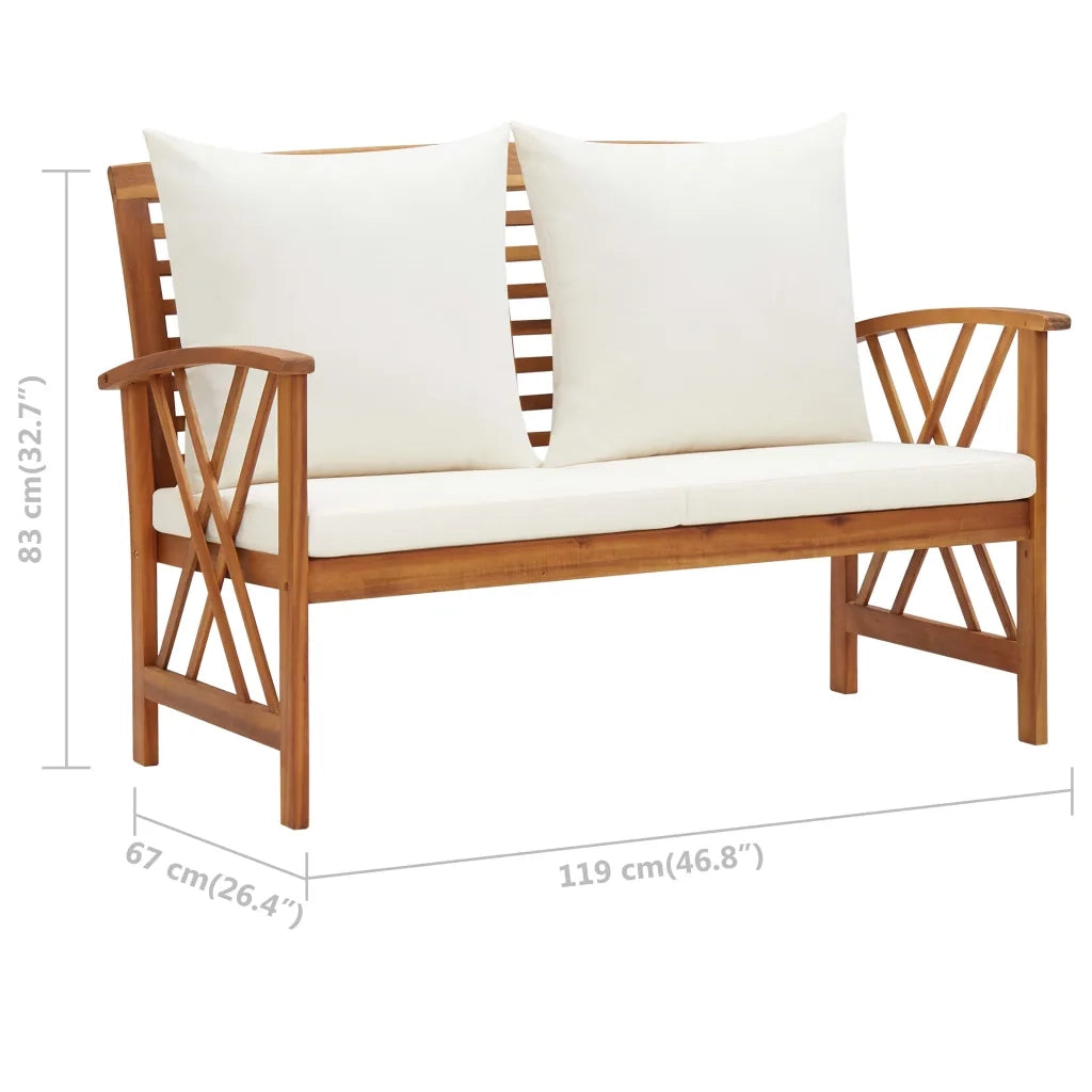 Panca da Giardino con Cuscini 119 cm in Massello Acacia 310270