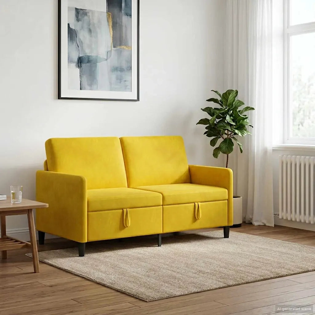 Divano con Storage Giallo 152 x 78 x 87 cm Poliestere 42036940