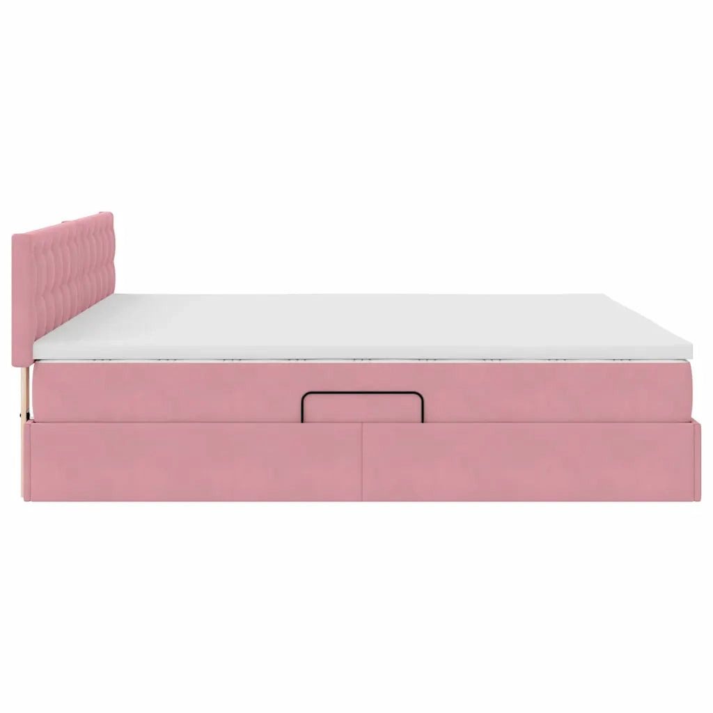 Letto con Contenitore con materasso Rosa 160 x 200 cm Velluto 3370892