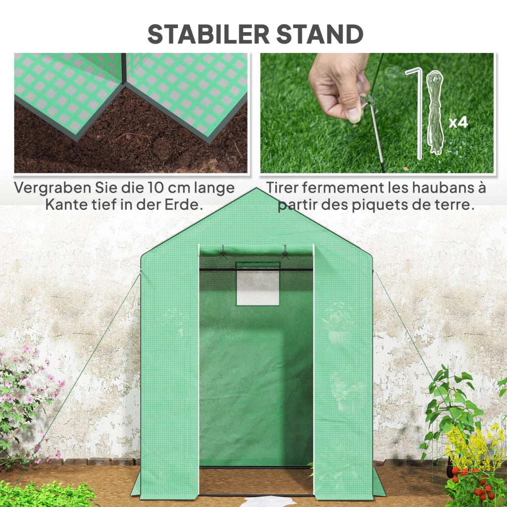 Serra da giardino con ripiani ¨C zephmum ¨C verde 143x74x190 cm