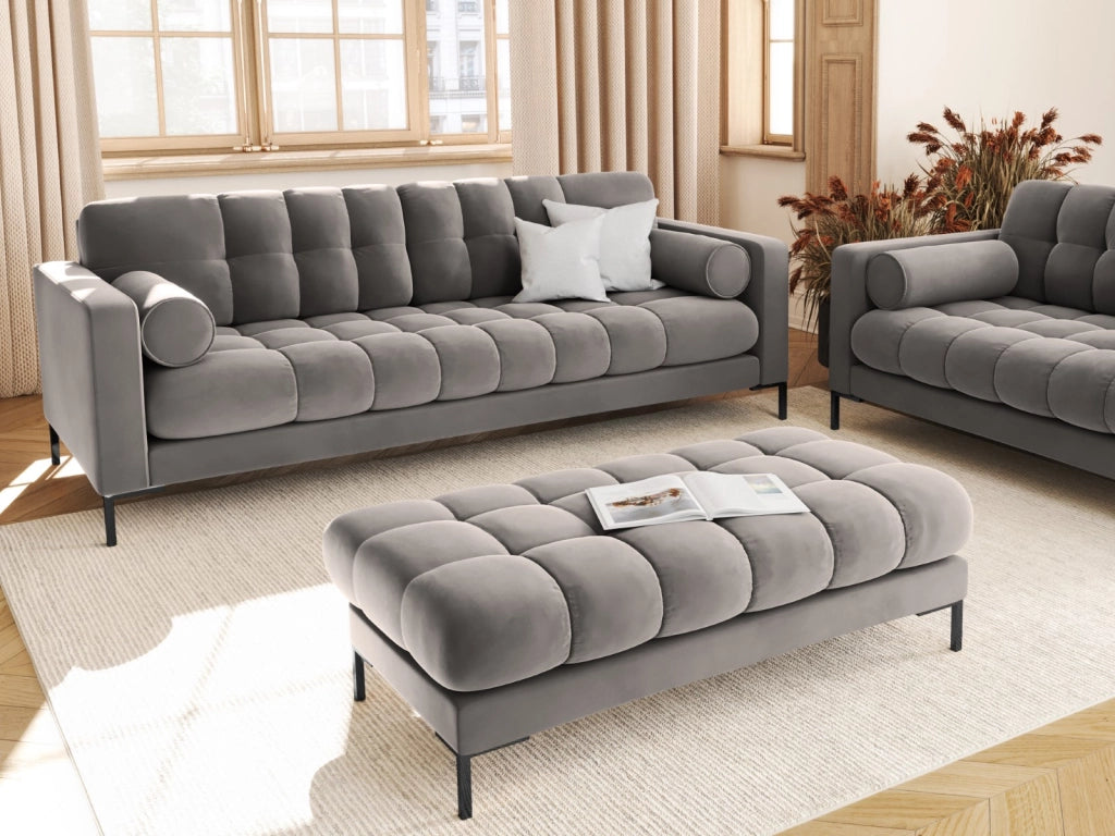Cosmopolitan Design - Divano "Bali" 4 posti in velluto grigio chiaro 