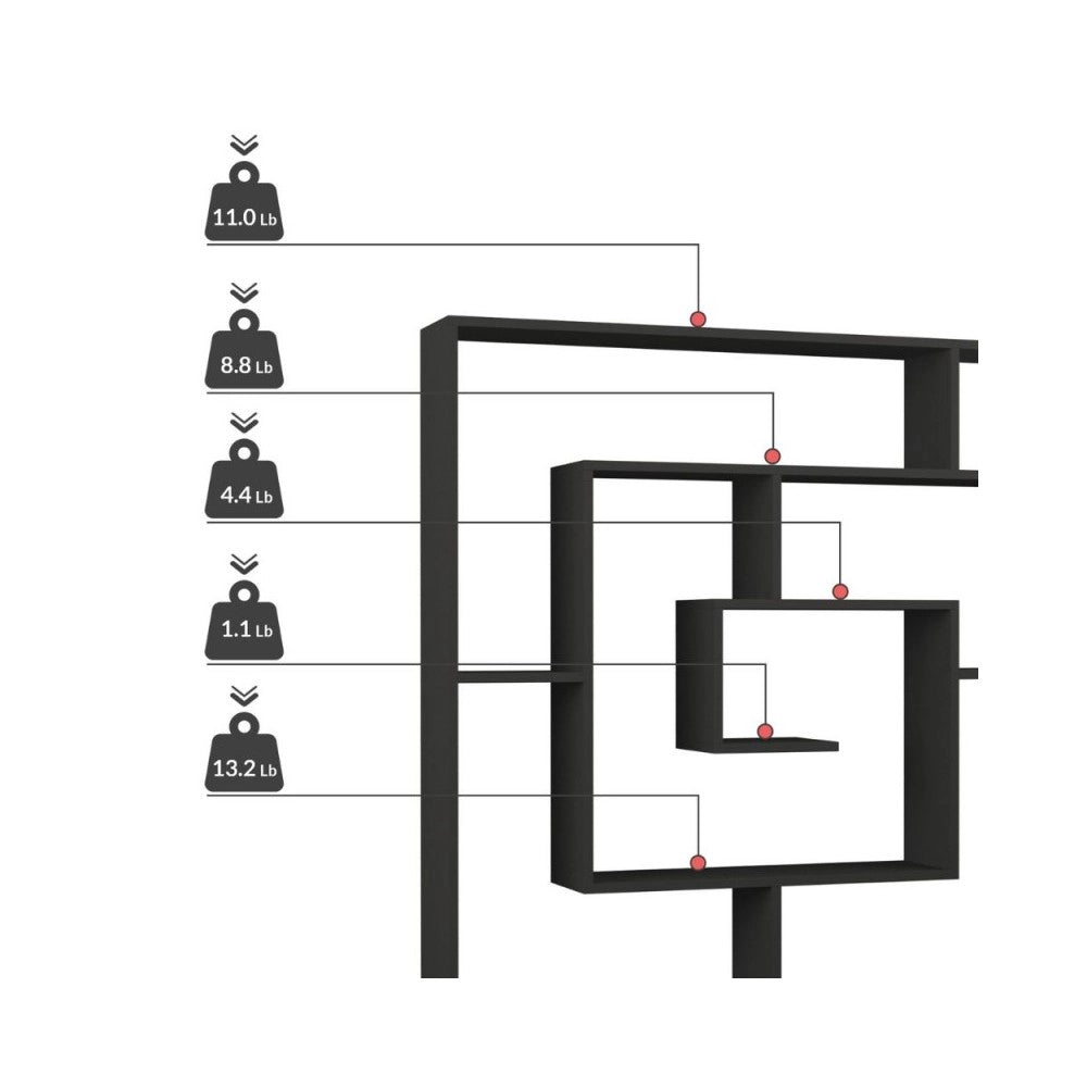 Libreria bianco con 9 ripiani Labirent 125x22x129