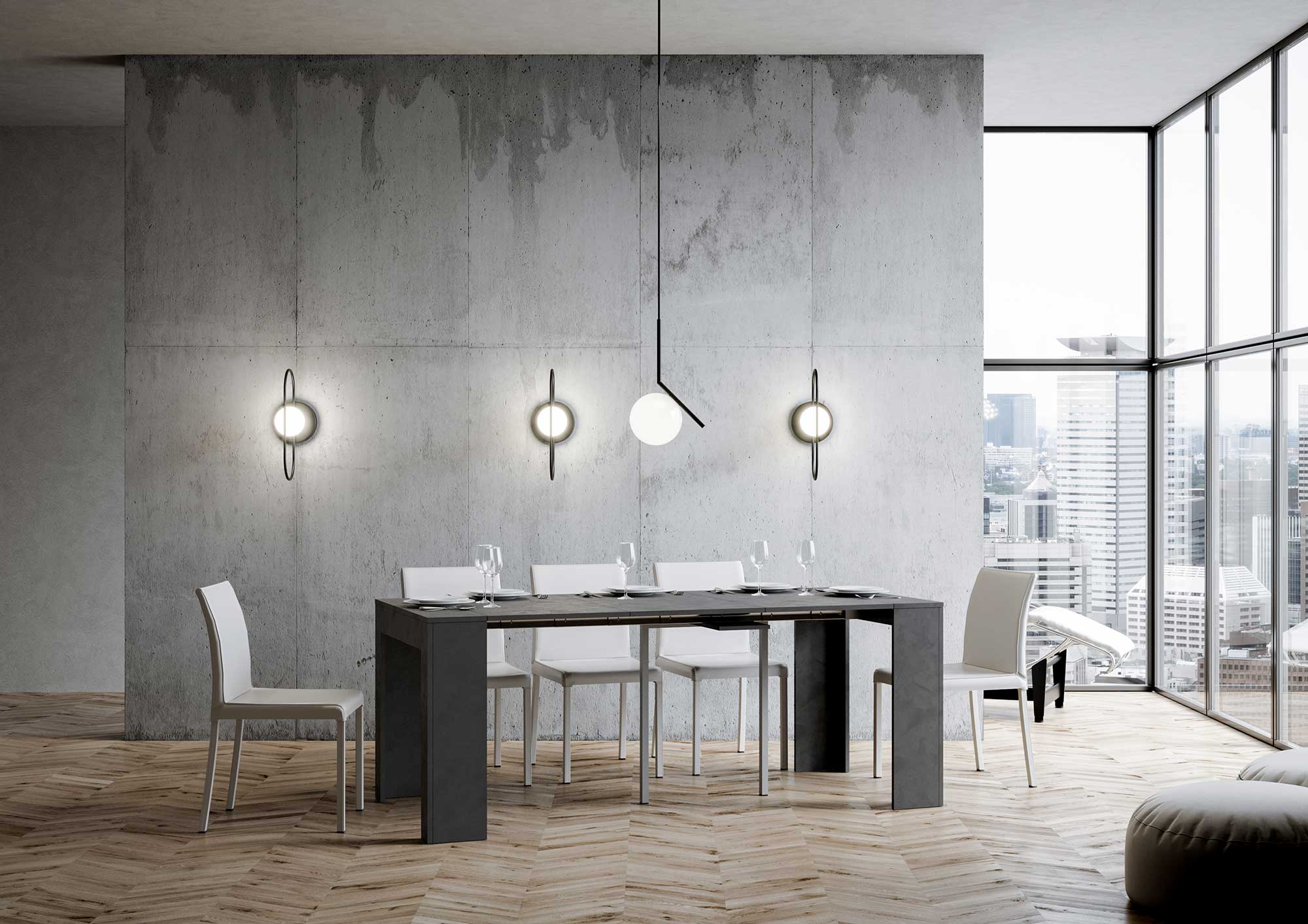 Consolle Allungabile 90-302x42x76.8 cm in Nobilitato Grigio